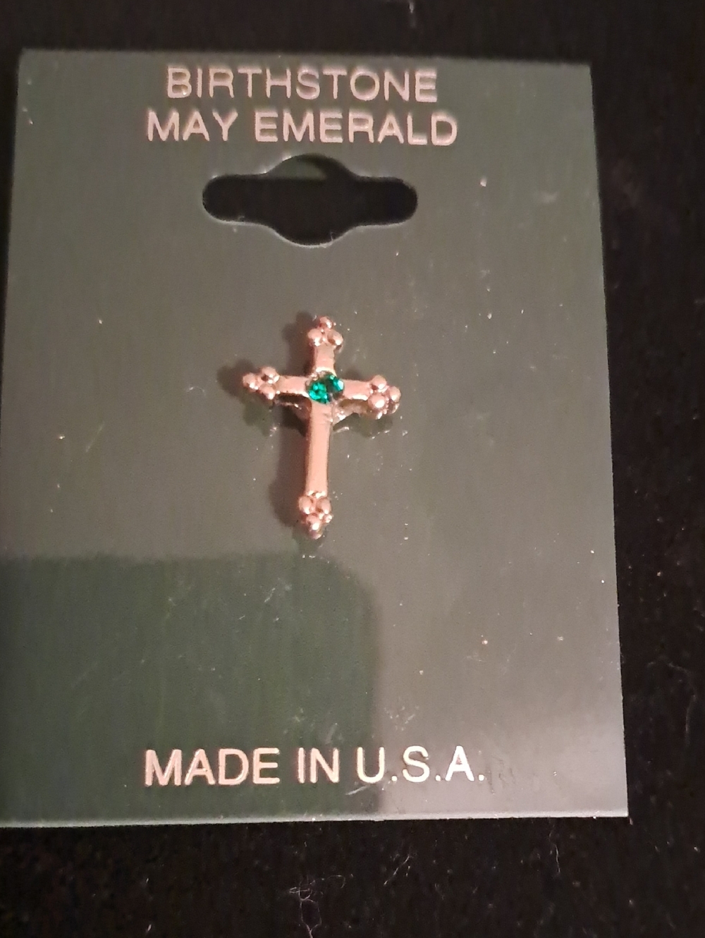 Cross with Emerald Lapel Pin